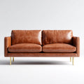 Dwuosobowa sofa z tapicerką z PU, koniakowo-złota, 160 × 85 × 82 cm