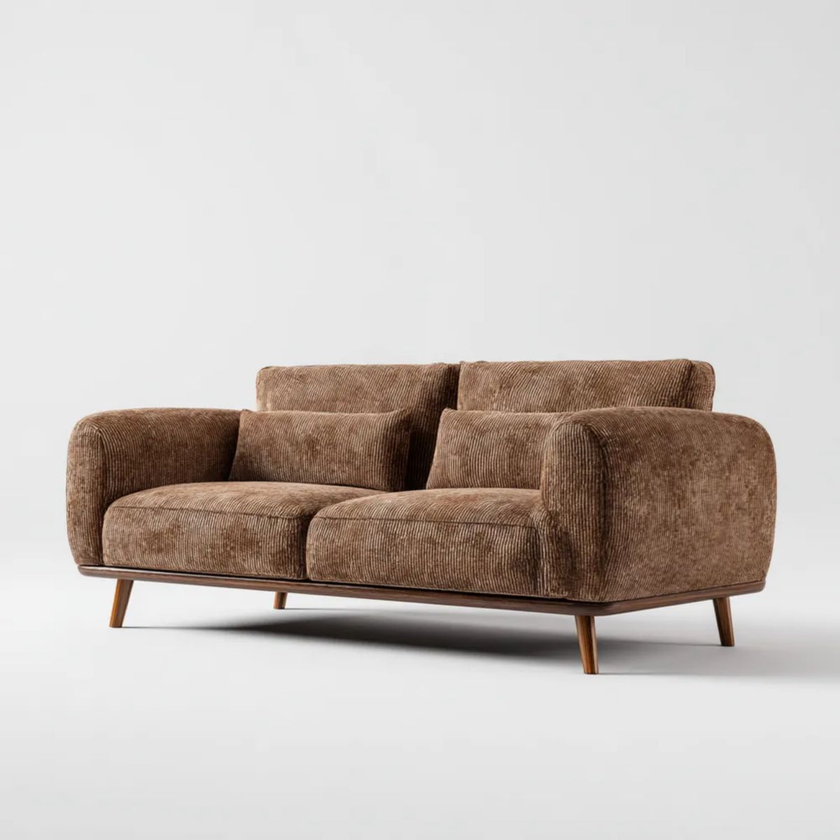 Dwuosobowa sofa brązowa z poliestru sztruksowego 170 × 90 × 82 cm