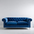 Dwuosobowa sofa z aksamitu poliestrowego, granatowa, 170 x 90 x 78 cm