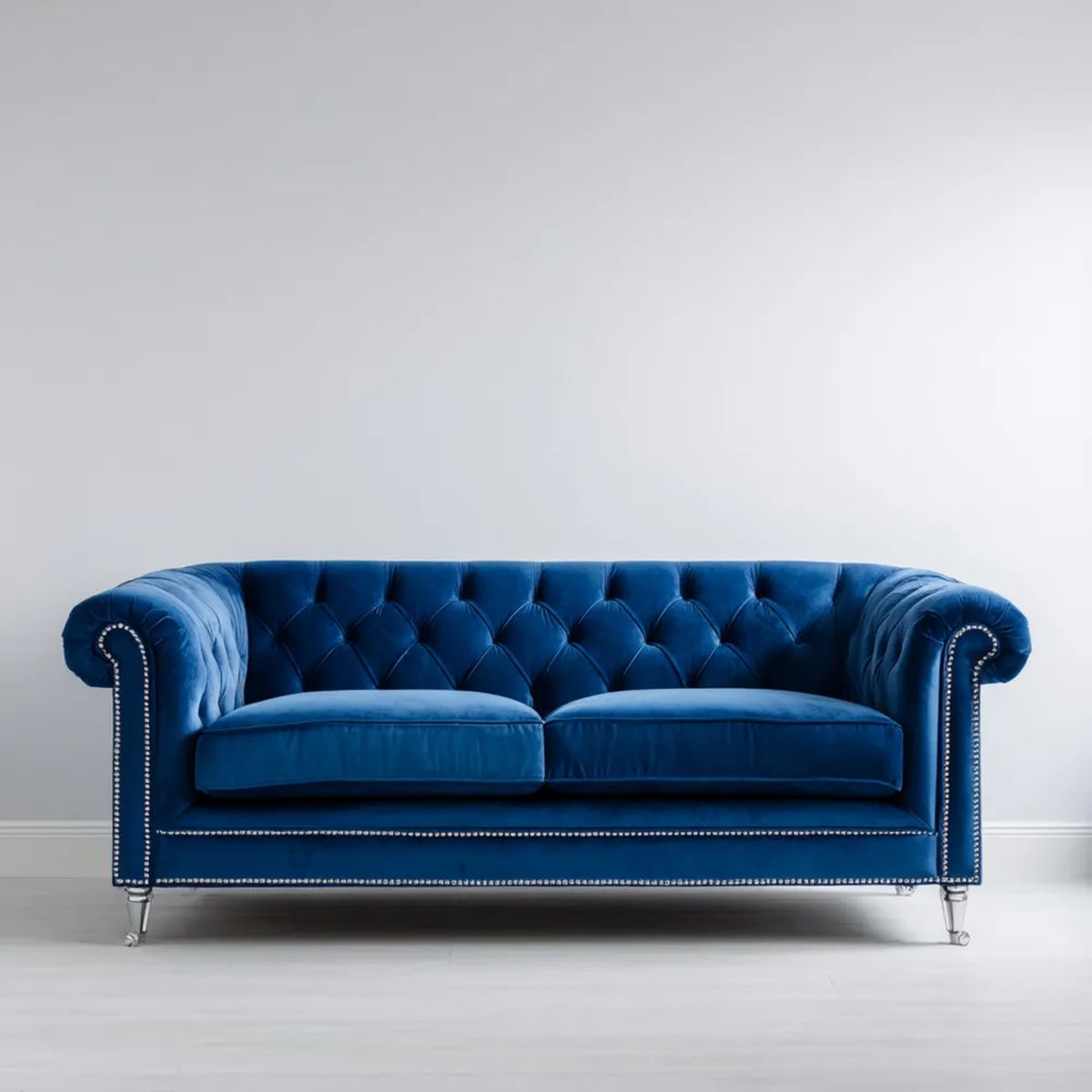 Dwuosobowa sofa z aksamitu poliestrowego, granatowa, 170 x 90 x 78 cm