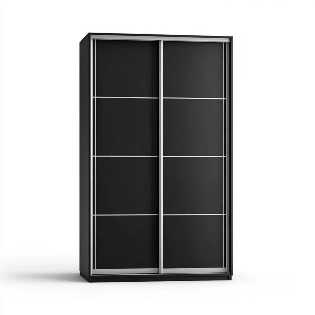 Czarna szafa przesuwna z płyty wiórowej laminowanej i aluminium, 120 × 60 × 200 cm