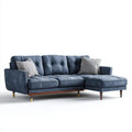 Prawostronna sofa narożna w kształcie L z szezlongiem, granatowa, welur poliestrowy, 260 × 160 × 85 cm