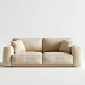 Beżowa sofa dwuosobowa z tapicerką poliestrową 220 x 95 x 85 cm