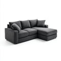 Prawostronna sofa narożna z szezlongiem z tkaniny, grafitowa, 230 × 150 × 85 cm