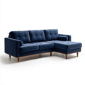 Granatowa sofa narożna w kształcie L z prawostronnym szezlongiem, aksamitna, 230 × 150 × 85 cm