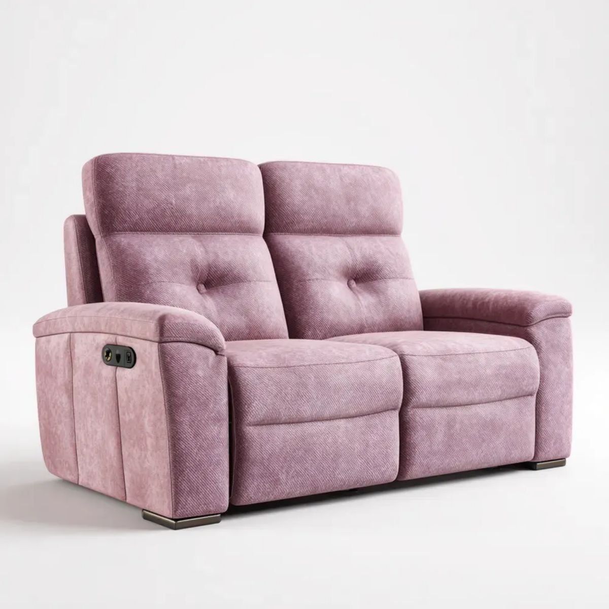 Dwuosobowa sofa z elektryczną funkcją relaks, różowa, tapicerka poliestrowa, 160 x 95 x 103 cm
