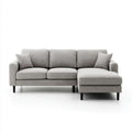 Sofa narożna z prawym szezlongiem jasnoszara, tapicerowana tkaniną, 240 x 160 x 85 cm